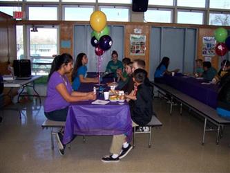 students eating together at lunch