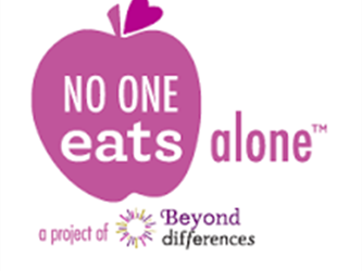 logo that says no one eats alone with an apple: A project of Beyond difference